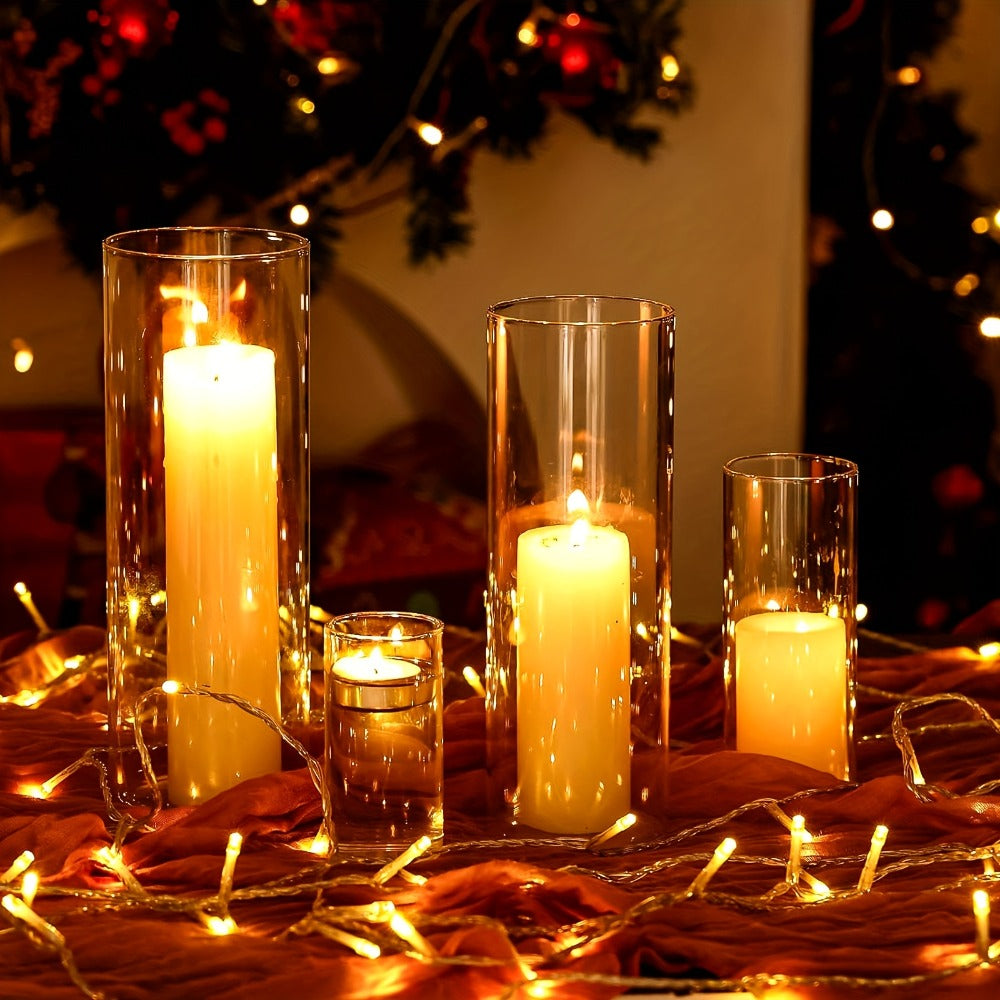 Clear Glass Cylinder Vases Bulk Set 12 24 48pcs 4 6 8 10 Inch Tall Flower Vase Hurricane Floating Candle Holder for Wedding Centerpieces Party Table Decor Valentine Halloween Christmas Home Kitchen