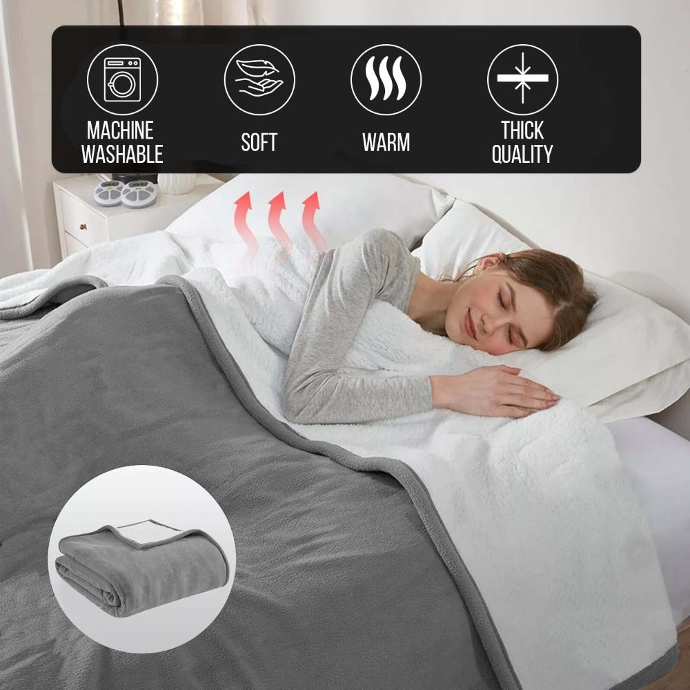 480GSM Sherpa Fleece Blanket ¨C Double-Sided Heavy Warm Throw for Couch, Bed & Travel, Reversible All Season, 13 Colors, 3 Sizes