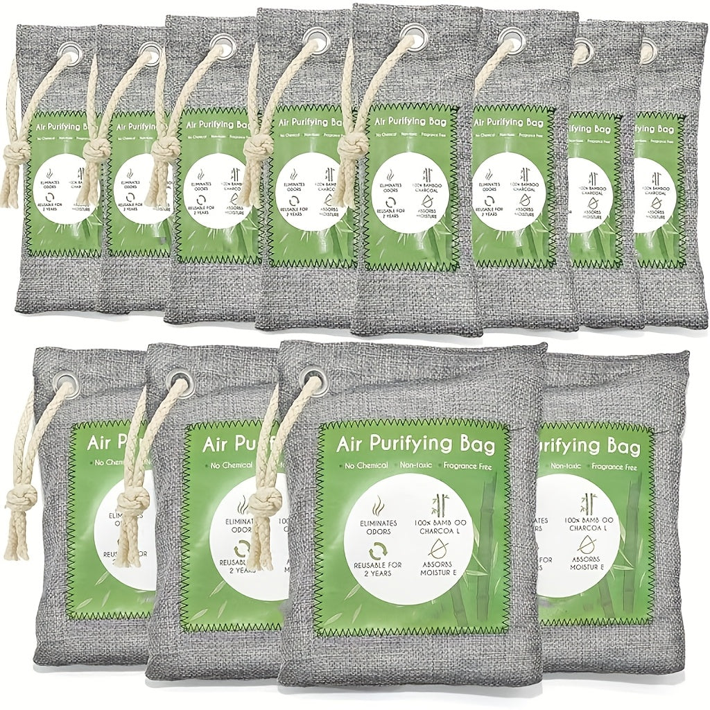 Bamboo Charcoal Air Purifying Bags Odor Absorber & Moisture Absorber Natural Activated Charcoal Odor Eliminator for Car Home Closet Shoe Refrigerator Pet Area Multi-Pack