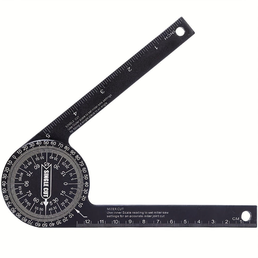 Miter Saw Protractor 7 Inch Aluminum 2-in-1 Professional Angle Finder CNC Machined Precision Laser Engraved Inside Outside Miter Angle for Carpenter Plumber Building Trades Woodworking Black