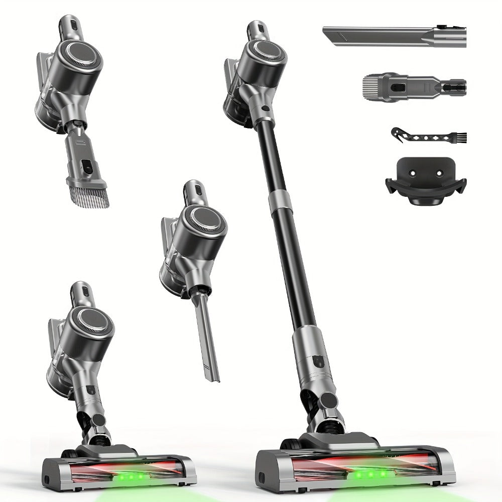 Cordless Vacuum Cleaner 58Kpa Strong Suction 6-in-1 Rechargeable Stick Vacuum with LED Electric Floor Brush Self-Standing Handheld Lightweight for Carpet Hard Floor Pet Hair Home Car