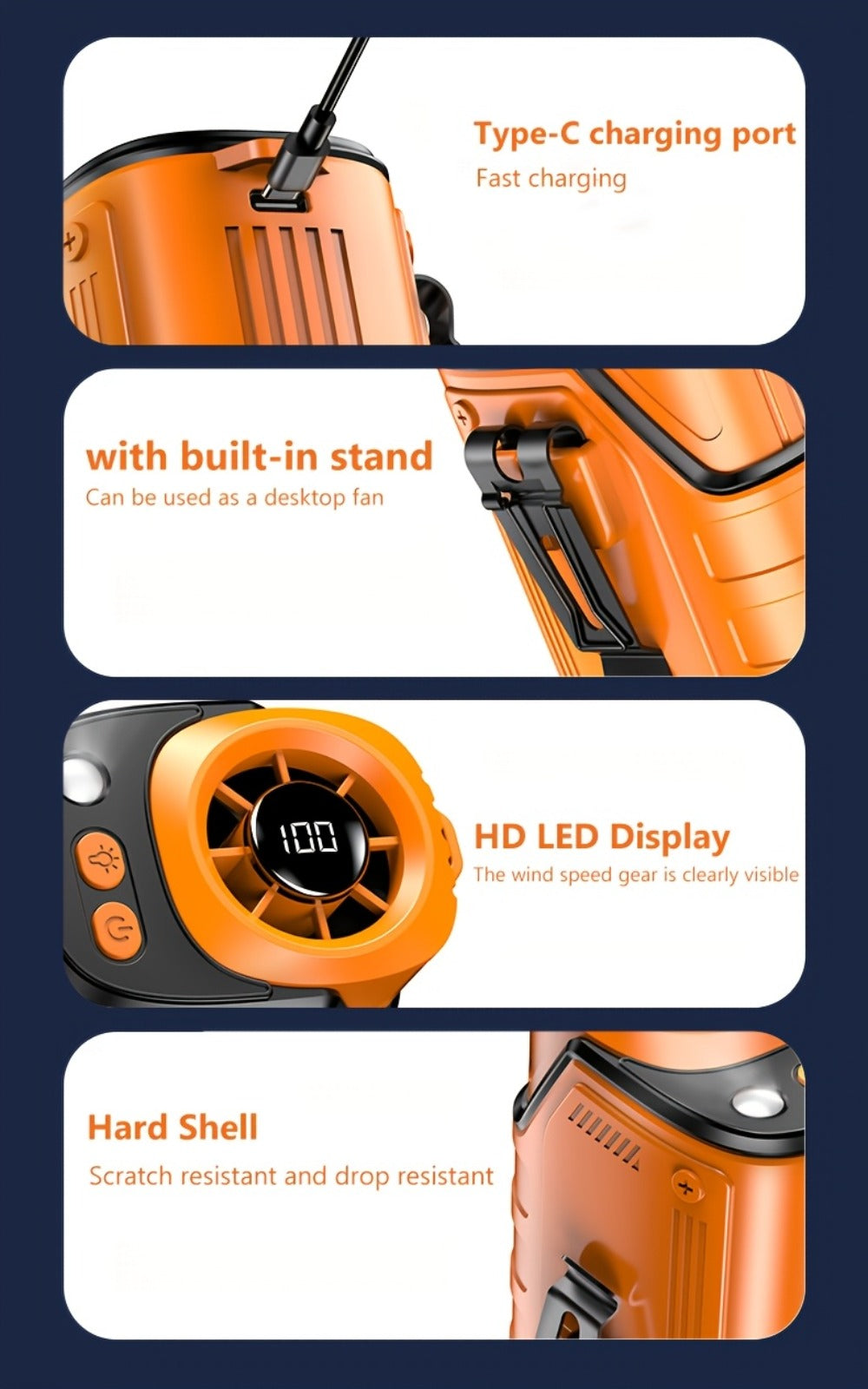 3-in-1 Portable Waist Fan with LED Flashlight & Power Bank | Rechargeable Clip-On Cooling Fan for Outdoor Work, Camping & Construction Sites, 3600mAh Battery, Digital Display