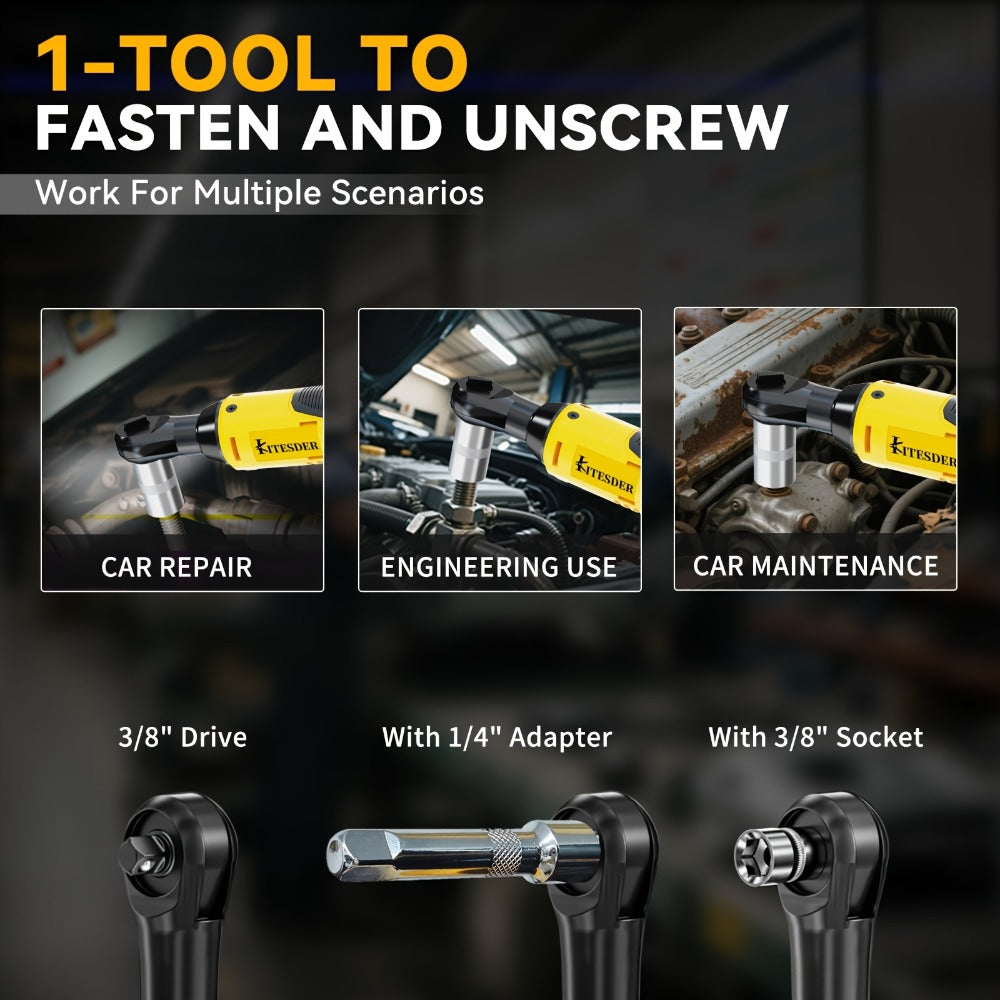 12V Electric Ratchet Wrench Set 400 RPM | 3/8¡± Cordless Power Ratchet Tool Kit with Variable Speed, 7 Sockets, 2.0Ah Lithium Battery & Fast Charger ¨C Pipeline & Auto Repair
