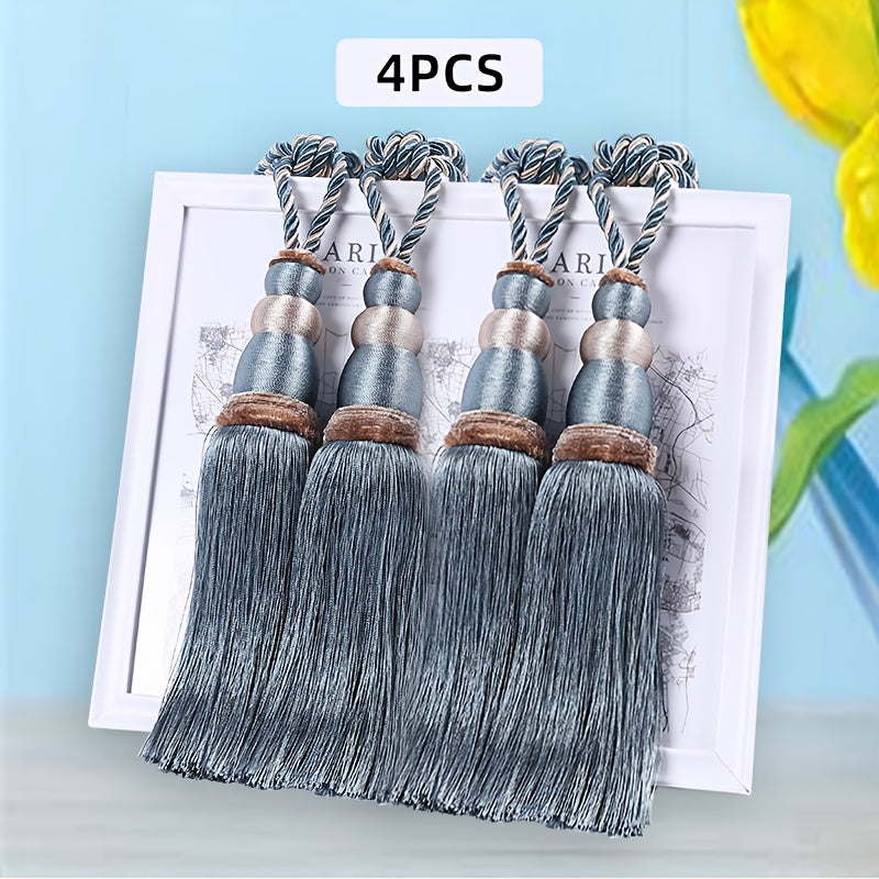 Curtain Tiebacks with Ball Tassels 4-Pack Silk Rope Curtain Ties Decorative Holdbacks for Window Dressing Home Decor