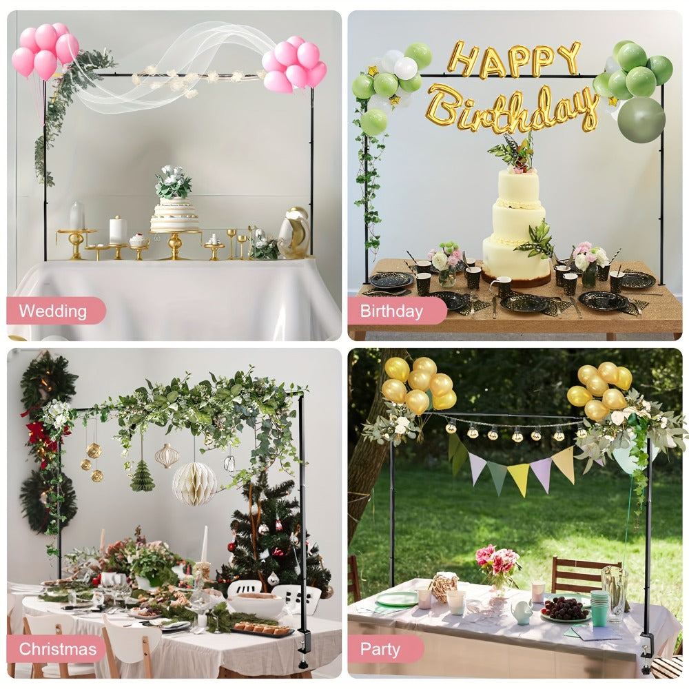 Metal Table Arch Stand Adjustable 6.8ft with Clamps | Black Flower Arch Bracket for Wedding Centerpiece Birthday Christmas Halloween Thanksgiving Easter Hanukkah Party Table Decorations