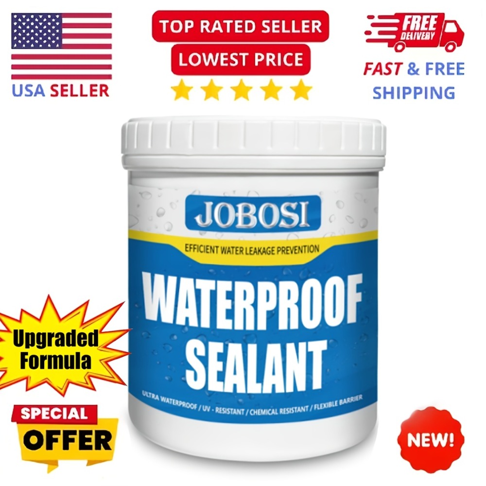 Waterproof Sealant Liquid Glue 32oz 1KG Leak Repair Agent ¨C Indoor Outdoor Waterproof Coating for Roof Basement Wall Pipe Crack Sealing, Transparent & Black, Strong Adhesive Waterproof Repair Glue