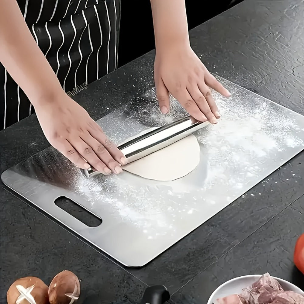 Stainless Steel Cutting Board Set 3 Pack - Non-Stick Dual-Sided Metal Chopping Boards for Kitchen, BPA-Free, Rust-Resistant, Easy Clean, Portable for Meat Vegetables Fruit