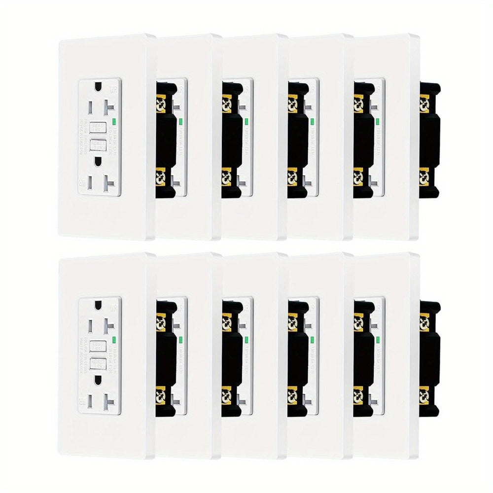 GFCI Outlet 20 Amp Tamper Resistant WR Weather Resistant with Wall Plate ETL Listed LED Indicator Test Reset Button Ground Fault Circuit Interrupter for Bathroom Kitchen Garage 2 4 6 10 20 Pack Black White