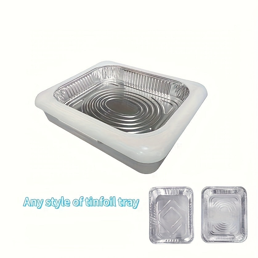 Aluminum Foil Tray with Lid - 2-in-1 Stackable BBQ Salad Serving Container for Picnic Party Kitchen, Rectangular Disposable Food Tray Black White Red