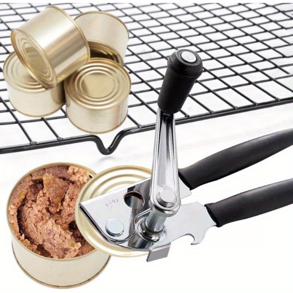 Heavy Duty Manual Can Opener Stainless Steel Commercial Grade with Non-Slip Ergonomic Handle Dual Can and Bottle Opener for Restaurant and Home Kitchen Use