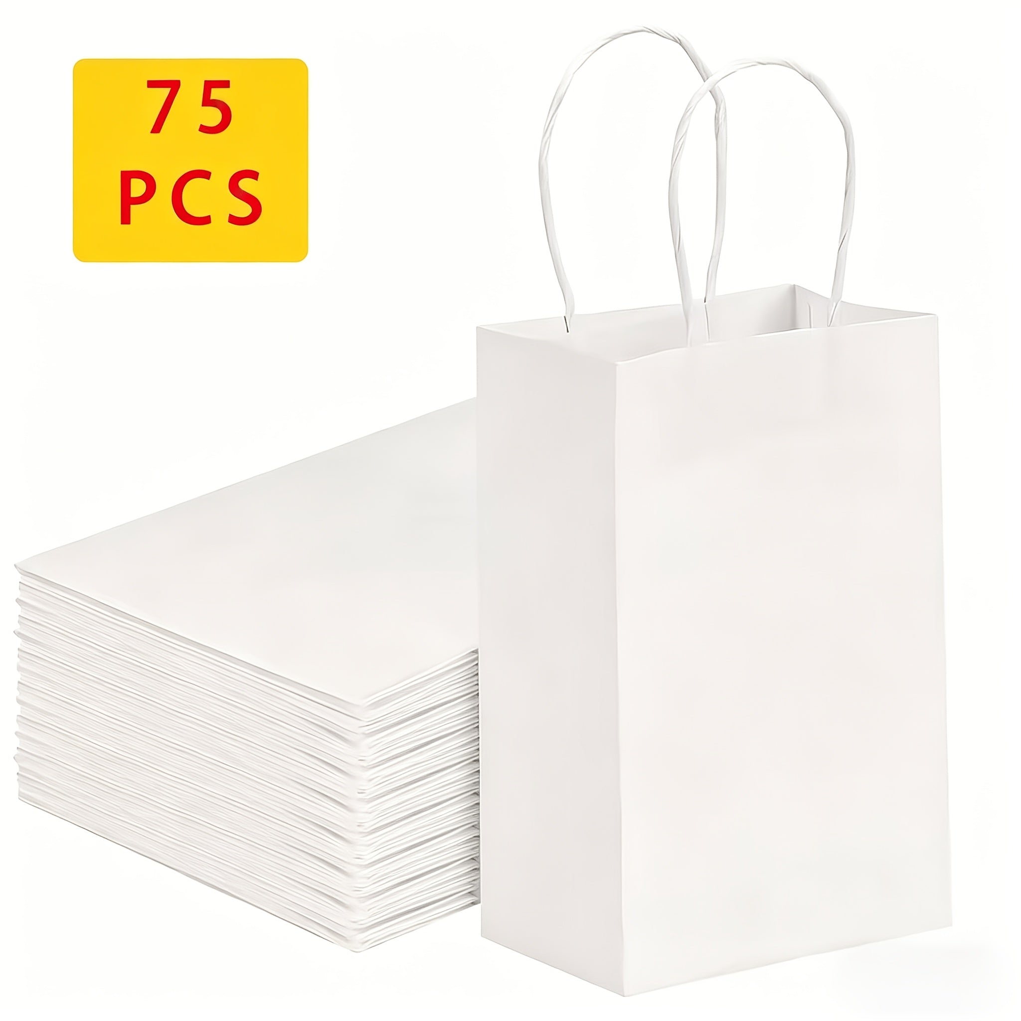 Paper Bags with Handles Bulk - Kraft Paper Gift Bags 25/75/100/300 Pcs, Black White Brown Reusable Shopping Bags for Small Business Retail, Birthday Party, Graduation, Easter Gift Wrapping Packaging