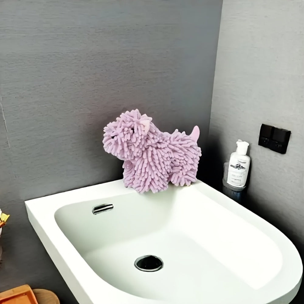 Cute Puppy Hand Towel Wall-Hanging Kitchen Bathroom Towel ¨C Soft Absorbent Cartoon Dog Decorative Cloth 150g/©O