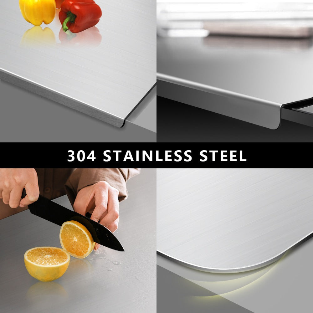 Stainless Steel Cutting Board ¨C 304 Grade Butcher Block Rolling Board, Large Kitchen Chopping Board for Meat, Vegetables & Bread, Non-Slip Household Kitchen Supplies