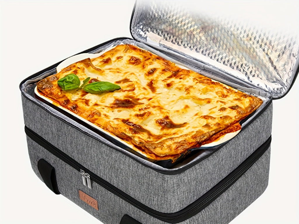 Insulated Casserole Carrier for Hot or Cold Food - Casserole Dish Carrying Case with Leak Proof Aluminum Foil Lining Fits 9x13 Baking Dish, Portable Food Warmer Bag for Potluck Picnic Cookout and Party, Single or Double Decker in 5 Colors
