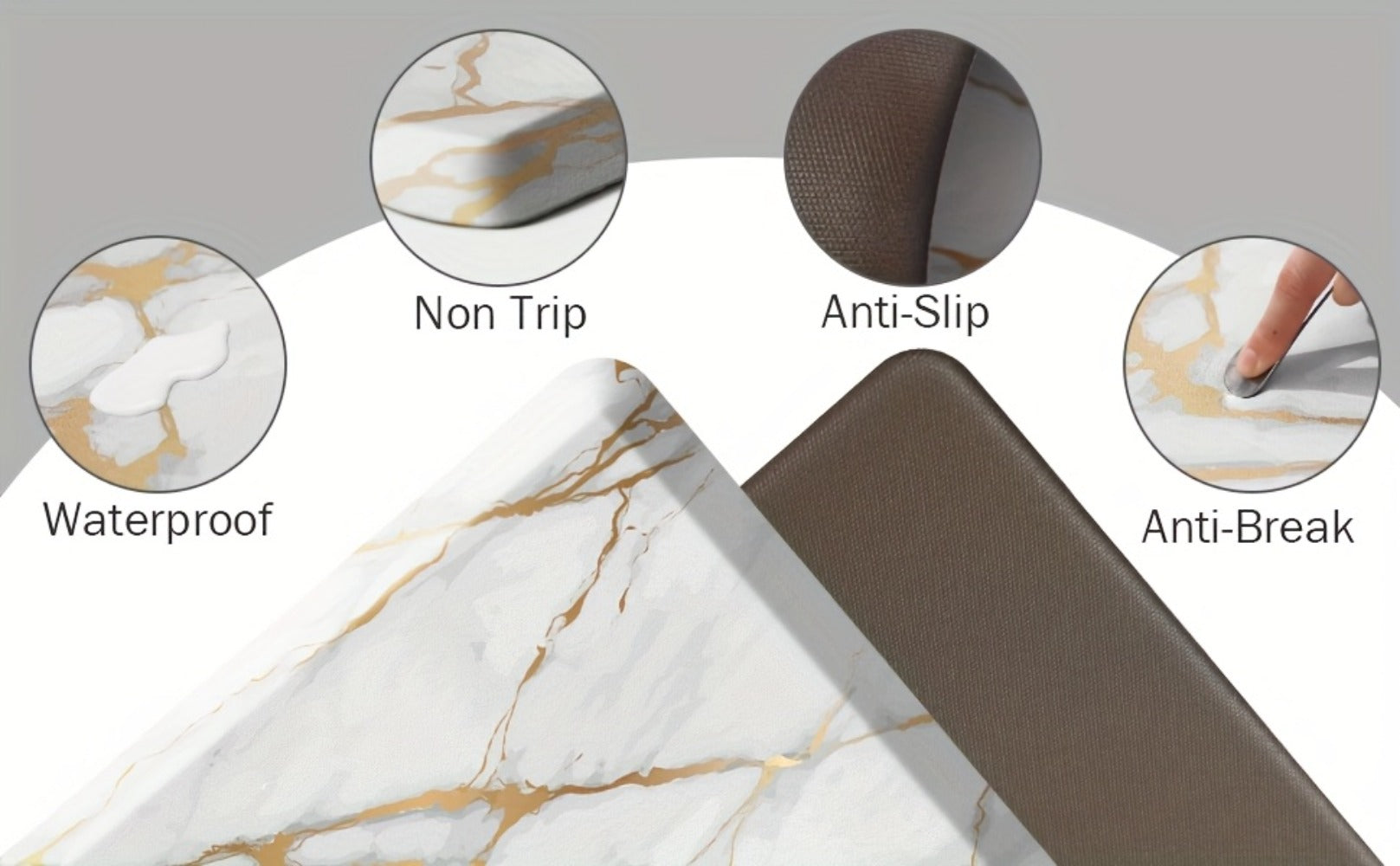 Anti Fatigue Kitchen Mat Non-Slip Cushioned Floor Rug for Standing Desk Sink Office - Marble Pattern