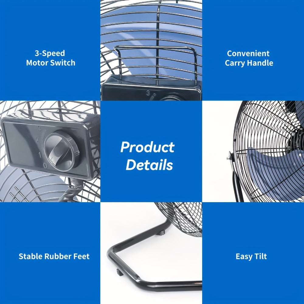 Industrial Floor Fan High Velocity, 3-Speed Heavy Duty Metal Cradle Fan with 360¡ã Tilt, Multiple Sizes Available, Powerful Air Circulation Fan for Warehouse, Workshop, Garage, Factory and Basement