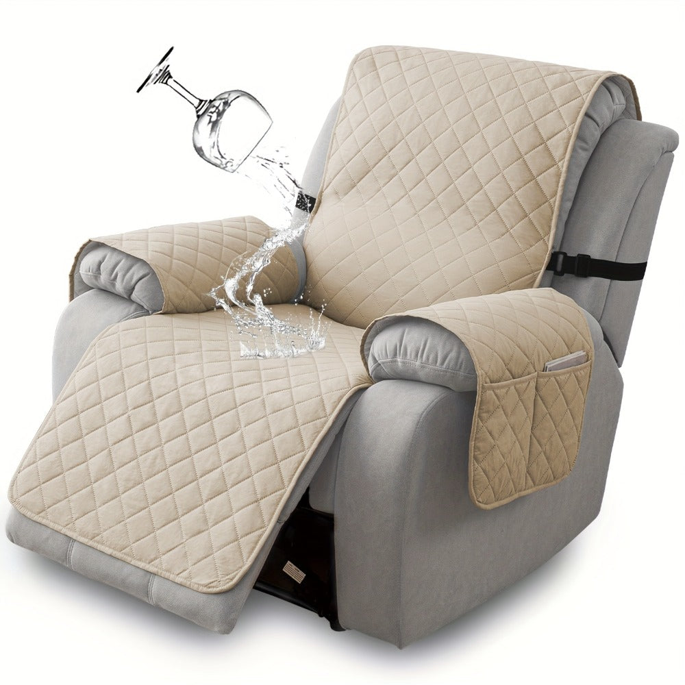 Chenille Knit Recliner Chair Cover Non-Slip Elastic Straps Drawstring Closure Pet Furniture Protector for Large Recliner 8 Colors