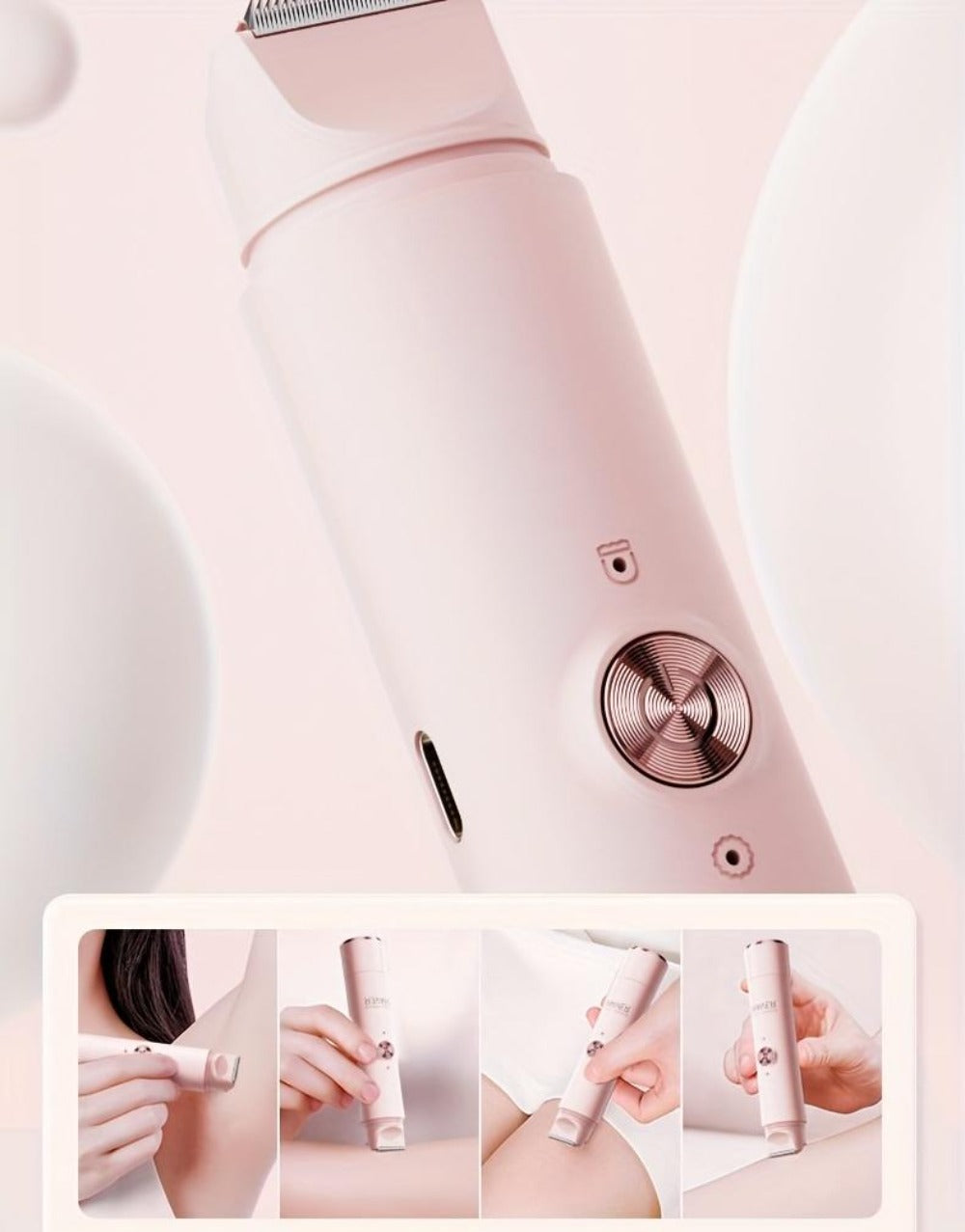 Electric Epilator for Women Double Head USB Rechargeable Painless Hair Removal Shaver Bikini Trimmer Body Private Area Grooming Device