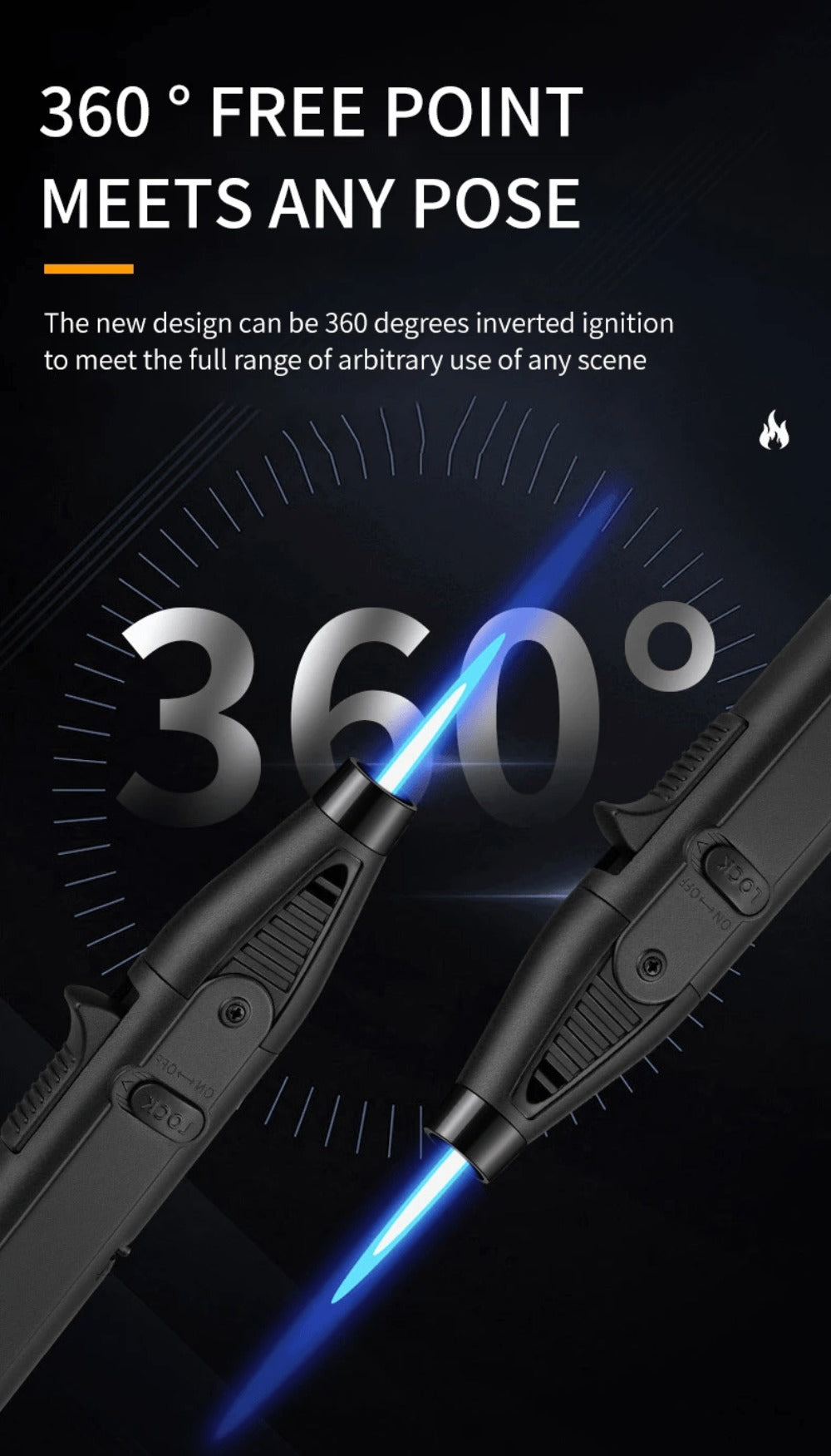 1300¡ãF Torch Lighter 5pcs Blue Flame Windproof Refillable with Safety Lock - Jet Flame for Candles, Grill, BBQ & Camping | Gift Box Available | Butane Not Included