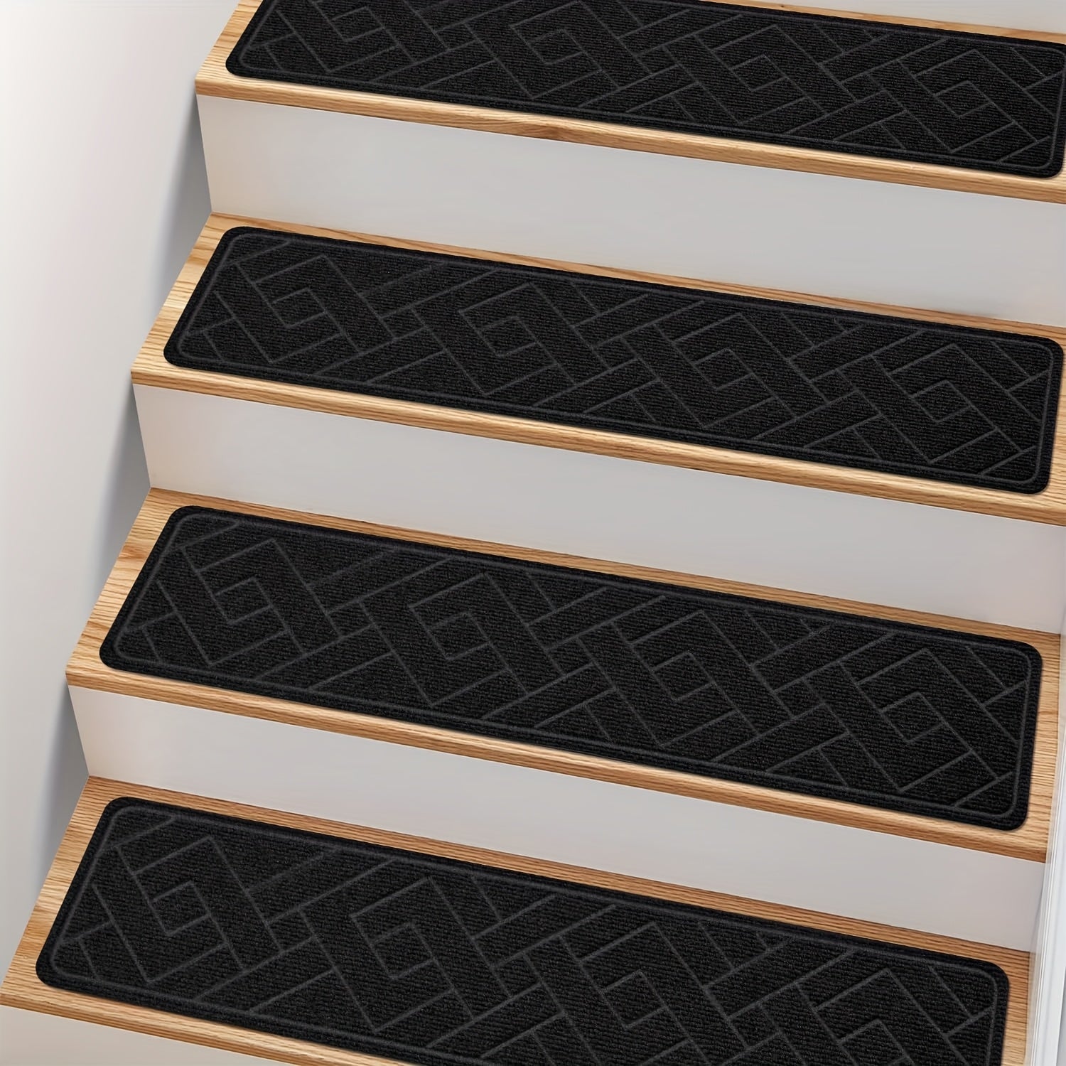 Non-Slip Stair Treads 15pcs 8¡±x30¡± Self-Adhesive Carpet Pads for Wooden Steps ¨C Washable Polyester Indoor Stair Mats for Safety, Anti-Slip Step Covers in Multiple Colors
