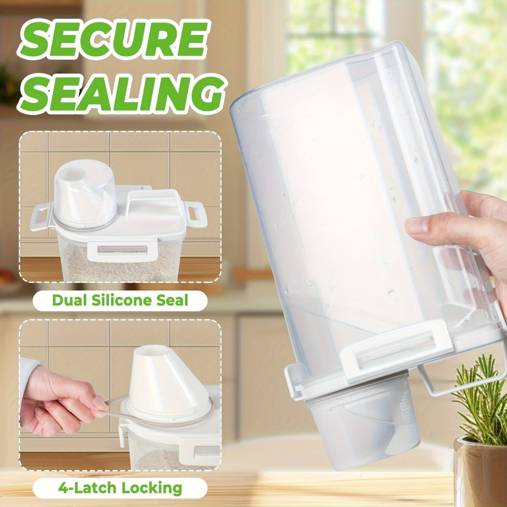 Airtight Food Storage Containers 4-Pack 3L/102oz BPA-Free Plastic Clip-Lock Lid Square Kitchen Pantry Organizer for Rice Flour Cereal Nuts Grain