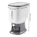 Rice Dispenser with Measuring Cup, 22LB Large Capacity 6-Chamber Sealed Grain Storage Container, Transparent Window, Moisture & Insect Resistant, One-Click Design for Rice Beans Flour Pet Food ¨C Kitchen Cabinet Organizer