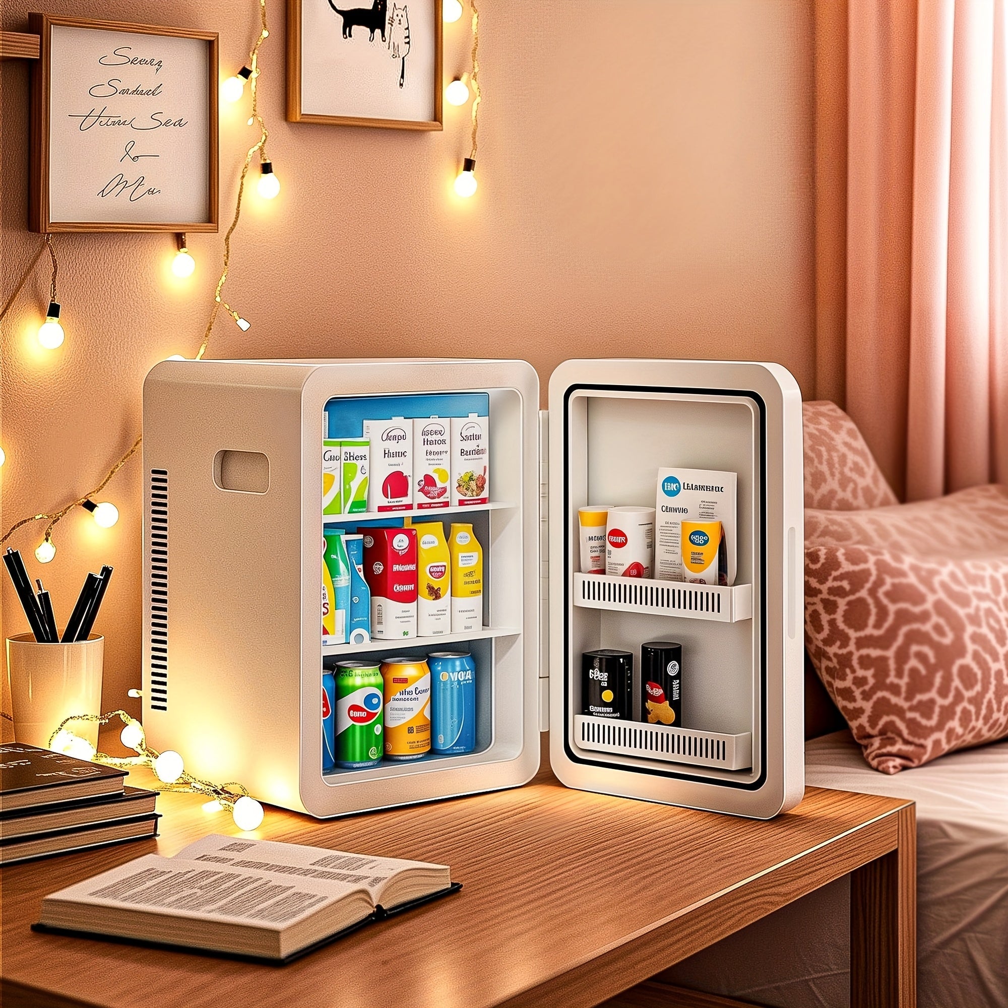 Mini Fridge with Glass Front Door 15.8QT/23.3QT - Portable Cooler and Warmer AC/DC 12V, Small Refrigerator for Bedroom, Office Desk, Car, Dorm, Skincare, Beauty & Makeup, 4 Colors