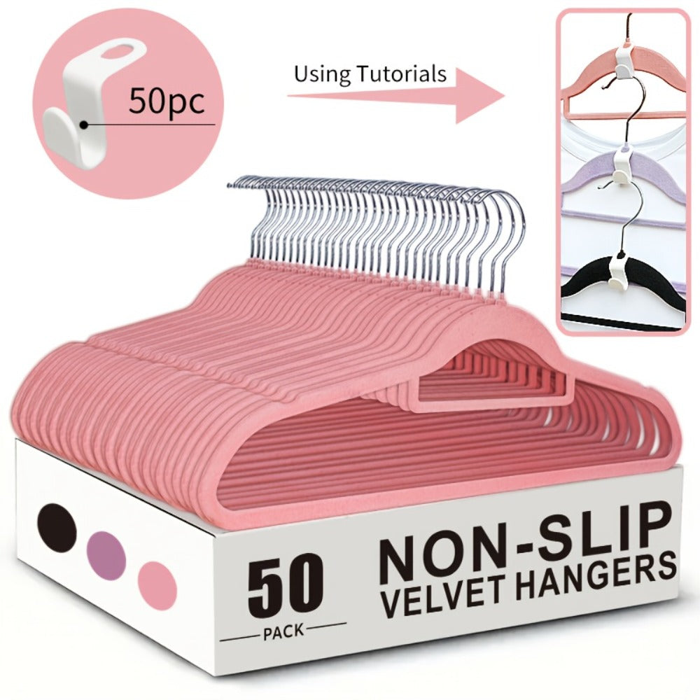 Non-Slip Velvet Hangers with 360¡ã Rotating Hook & Hanger Buckles ¨C Space Saving Closet Organizer Set (50pcs or 20pcs)