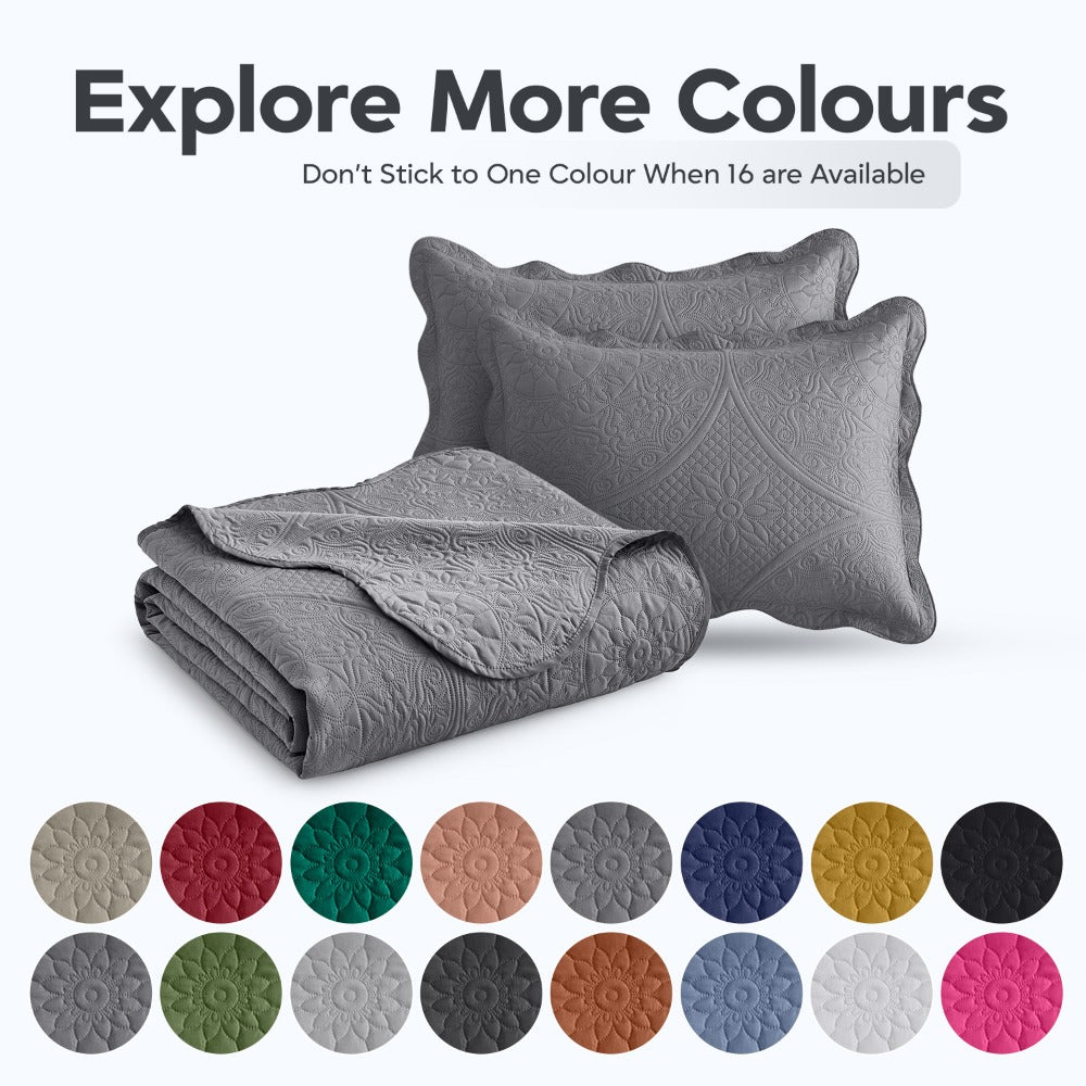 Quilted Bedspread Set 3 Piece ¨C Soft Floral Coverlet with Pillow Shams, Lightweight Breathable Quilt for Bedroom & Guest Room, All Season Bed Cover