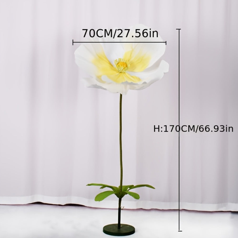 Giant Paper Poppy Artificial Flower - Super Large Floor Standing Fake Flower for Wedding Backdrop, Shop Window Display, Event & Party Decoration, Paper Art Floral Decor, Multiple Colors