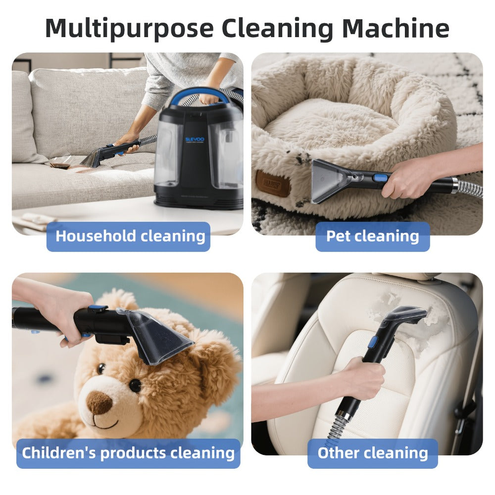 Portable Carpet Spot Cleaner 450W 12.5Kpa Upholstery Stain Remover Machine 42oz Tank 4.92ft Hose with Cleaning Solution for Pets Area Rugs Couch Stairs Auto Interior