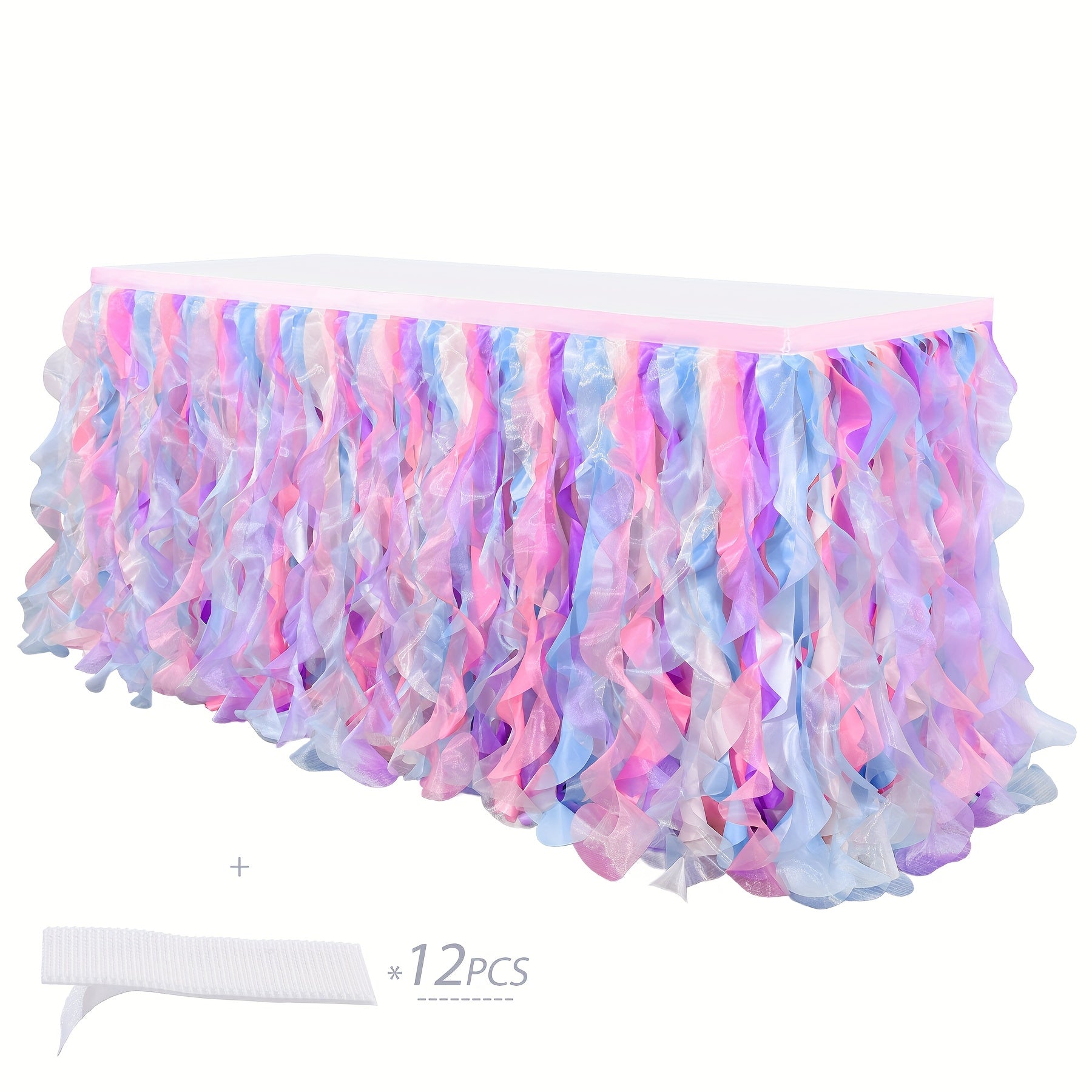 Tutu Table Skirt 6ft ¨C Ruffle Curly Willow Tulle Table Skirt for Rectangle & Round Tables, Birthday Party, Wedding, Baby Shower, Christmas & Halloween Decoration, Multiple Colors