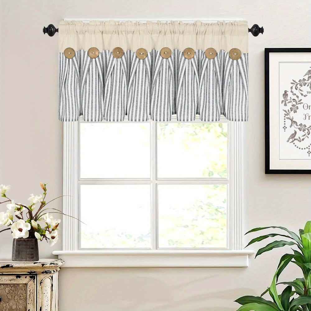 Bohemian Striped Patchwork Curtains, Semi-Sheer Rod Pocket Window Curtains for Bedroom Living Room Kitchen Cafe, Country Cottage Style, 1 or 2 Panels, Multiple Colors & Sizes