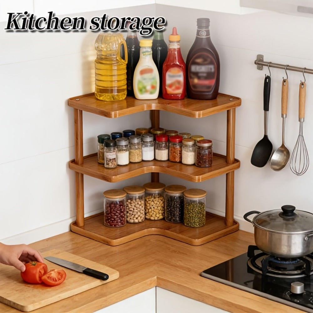 Corner Shelf Organizer for Kitchen, 3-Tier Triangular Coffee Station Storage Rack for Countertop, Holds Cups, Mugs, Coffee Accessories and Kitchen Essentials