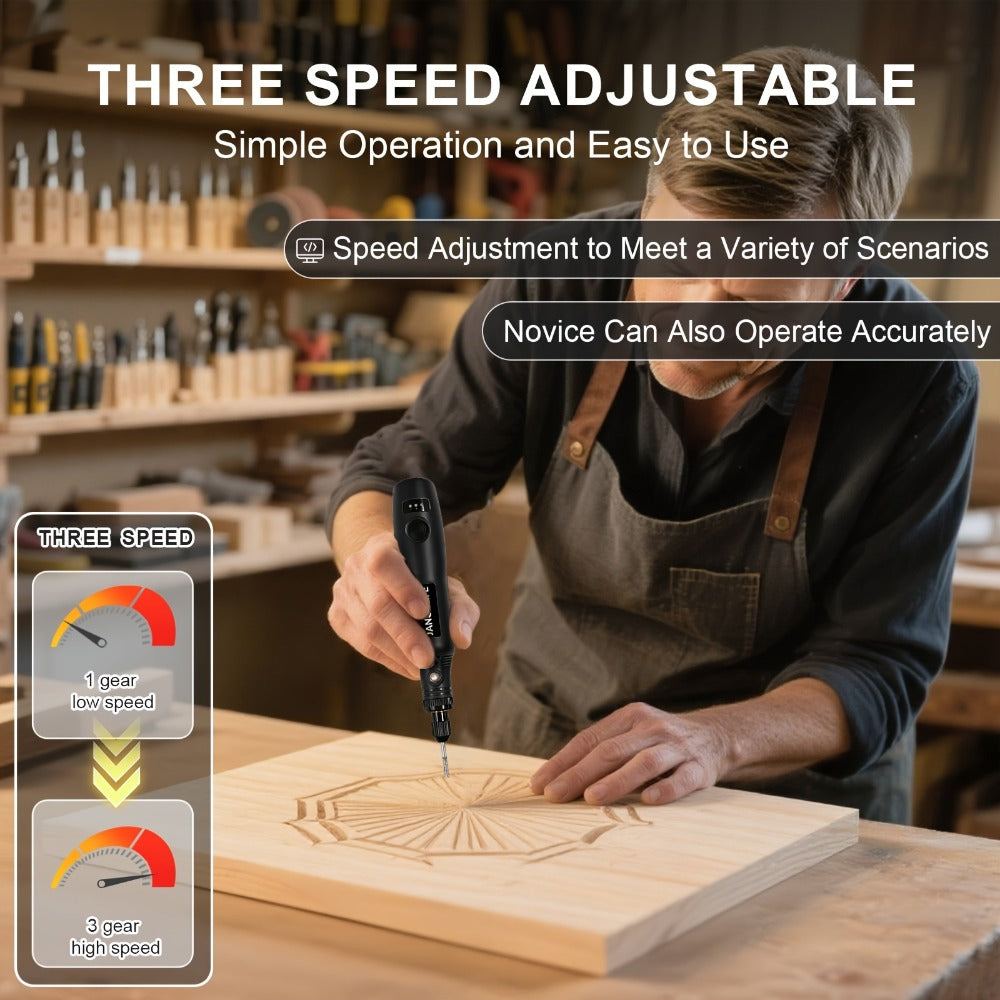 Cordless Rotary Tool Set Rechargeable Engraving Pen ¨C Adjustable Speed Electric Wood Carving Tool for Grinding Polishing Etching Cutting DIY Craft