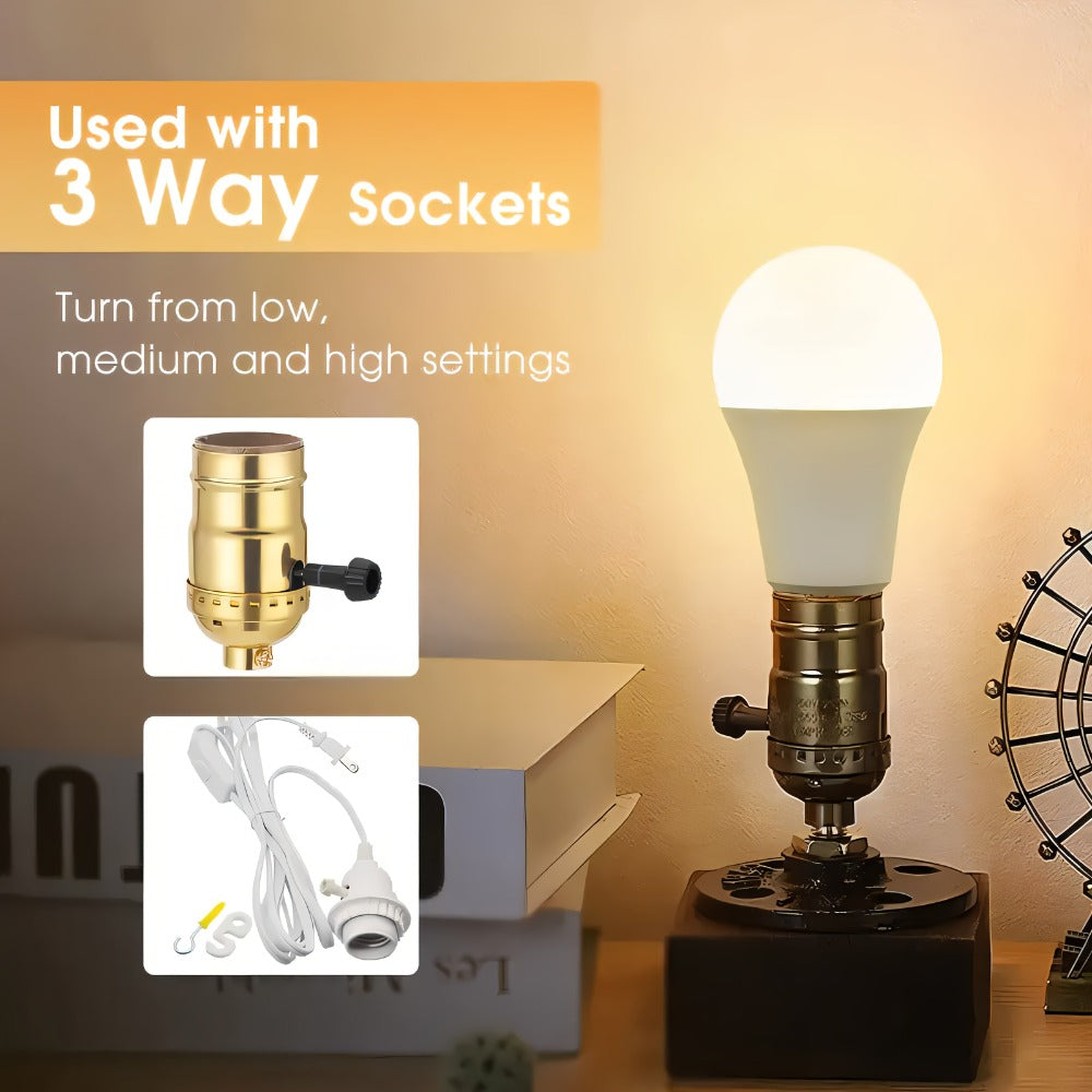 3-Way A19 Light Bulb 50 100 150W Equivalent 1500 Lumens E26 Medium Base ¨C Warm White 2700K & Daylight 5000K Three-Way Bulb for Bedroom Living Room Study Room Floor Lamp, 4 Pack