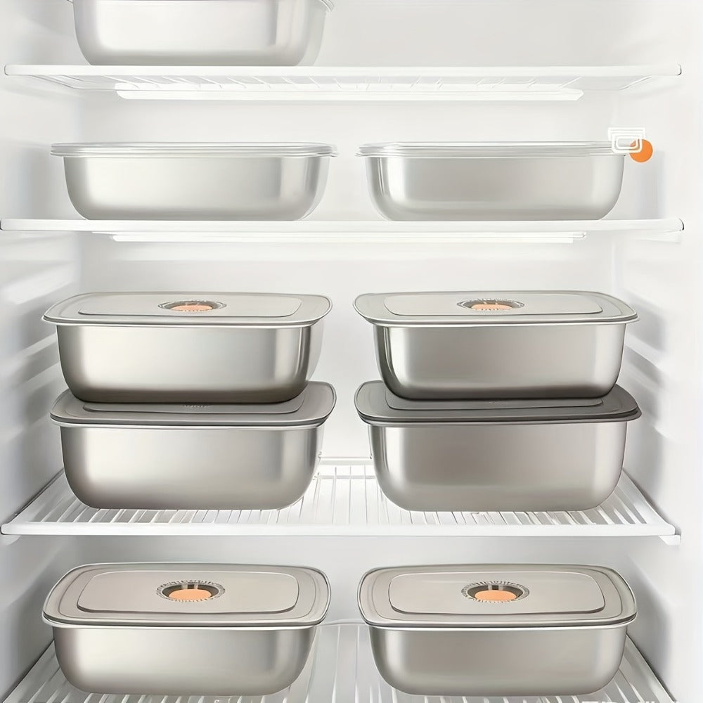 Stainless Steel Lunch Boxes, Set of 6 Large 50.72 oz Food Storage Containers with Lids ¨C Airtight Stackable Refrigerator Storage Containers for Meal Prep, Leftovers, Kitchen and Office