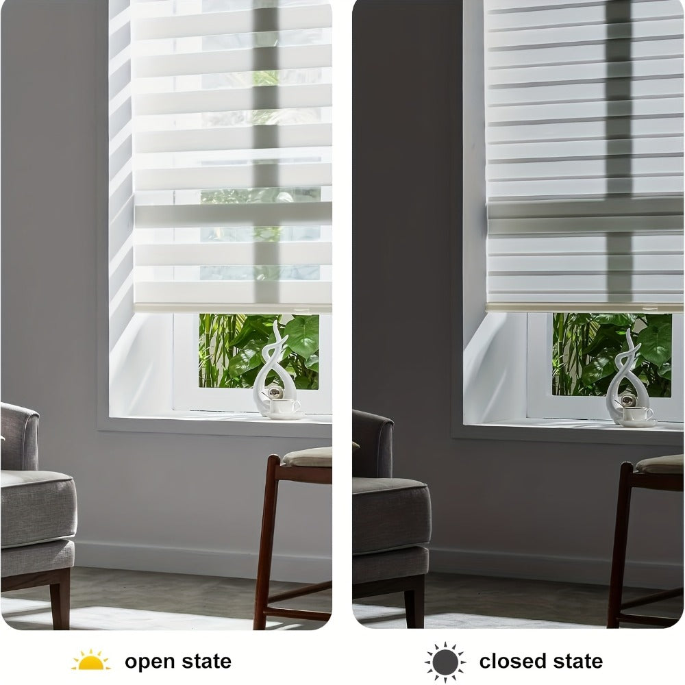 Cordless Zebra Blinds Double Layer Light Control Privacy Window Shades for Bedroom Living Room Office Easy Install Multiple Sizes