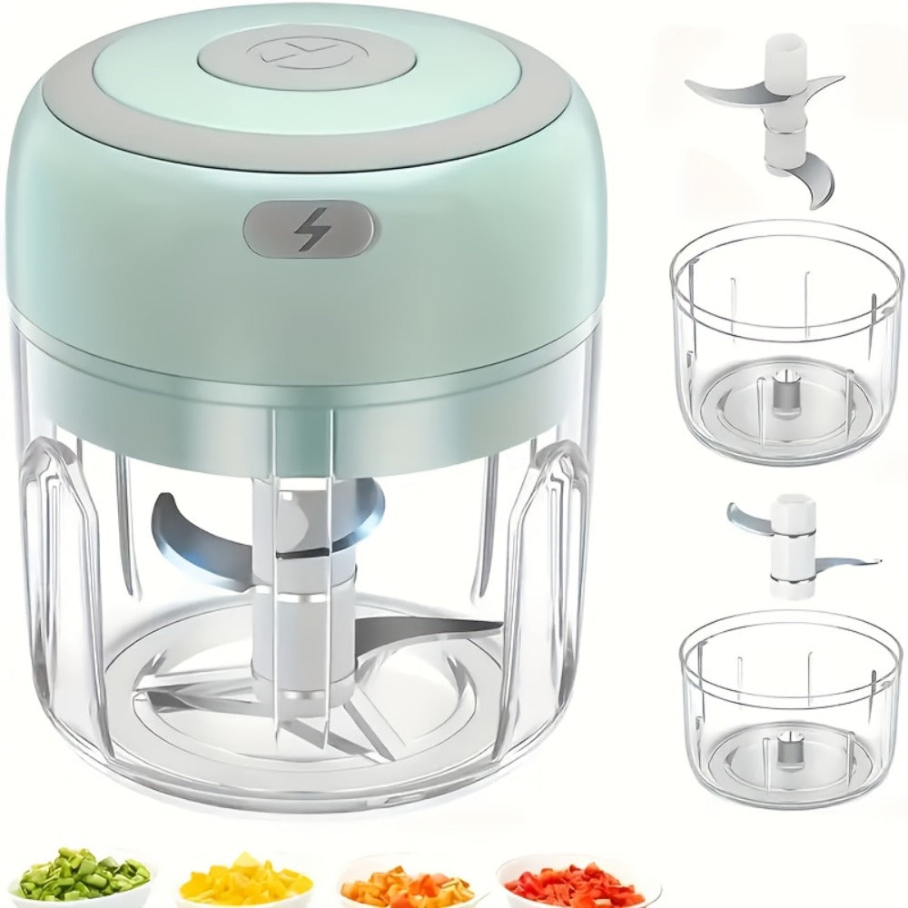 Electric Garlic Chopper & Mini Food Processor ¨C Rechargeable USB Portable Garlic Mincer with 2-Cup Container | Multi-Function Meat Grinder Vegetable Chopper Kitchen Gadget for Garlic Onion Ginger