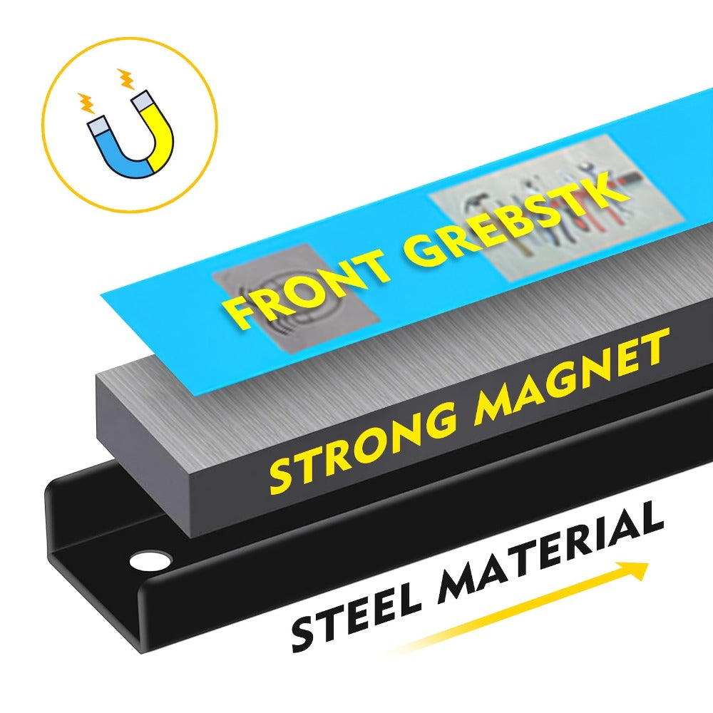 Magnetic Tool Bar Wall Mount Tool Holder 12/18 Inch ¨C Heavy Duty Iron Magnetic Knife Strip & Tool Rack for Kitchen, Workshop & Garage | Wall Mounted Tool Organizer for Knives, Chisels & Hardware Tools