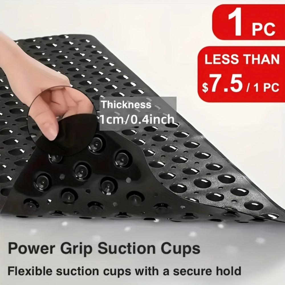 Non-Slip Bath Mat with Suction Cups Machine Washable Quick-Dry Shower Mat with Drain Holes Bathtub Mat for Bathroom Tub Safety Comfort Wet Area Protection Textured Surface