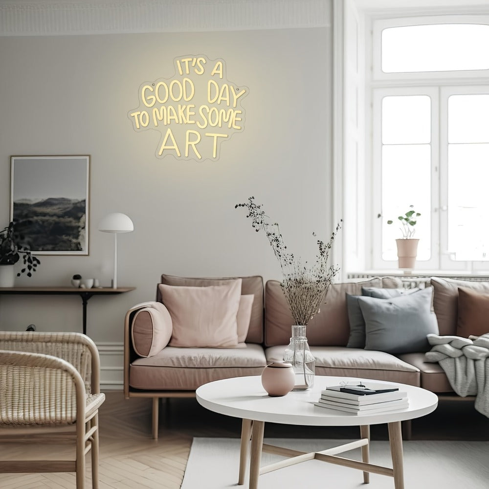 LED Neon Sign ¡±Today Is a Great Day for Creating Art¡± Dimmable Wall Light for Study Room Classroom Home Living Room ¨C Creative Art LED Neon Light Decor Gift for Artists Teachers Students