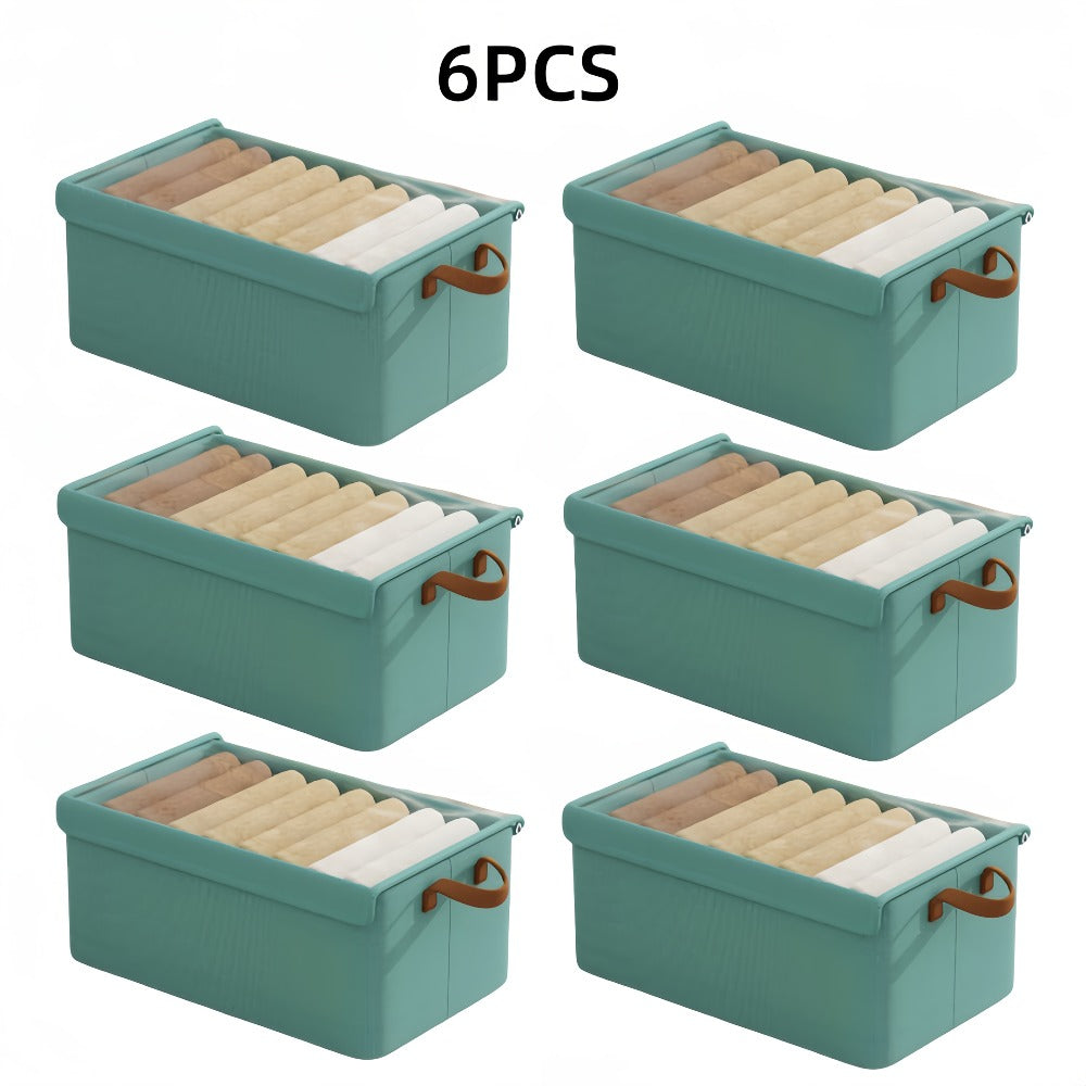 Foldable Storage Boxes with Clear Lids & Handles Large Collapsible Organizer Bins for Clothes, Blankets & Bedding ¨C Bedroom, Wardrobe & Under Bed Storage, 4 or 6 Pack