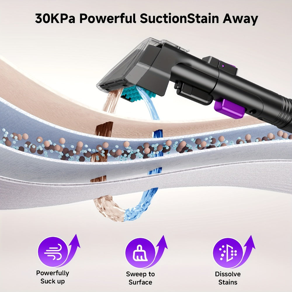 Portable Upholstery Cleaner Machine 30Kpa ¨C Carpet & Spot Cleaner with Dual Brush Head for Deep Stain Removal on Carpet, Couch, Car Seat, Stairs & Pet Messes