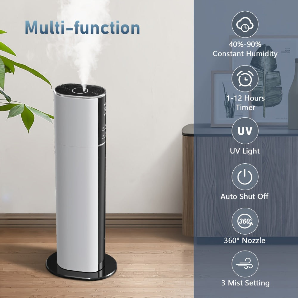 Cool Mist Humidifier 2.4 Gallon Top Fill with Smart Humidity Control Sleep Mode Soundwave Technology for Large Rooms Bedroom Office Plants 600ft2