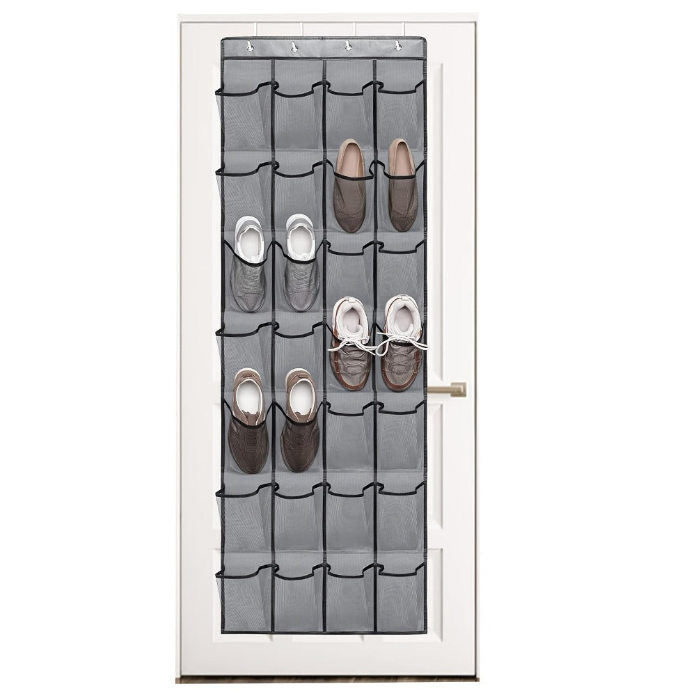 Over the Door Shoe Organizer Hanging Mesh Pocket | 28 35 40 Compartments 7-8 Layer with Hooks | Behind Door Storage Rack for Closet Dorm Room Bedroom Classroom Bathroom