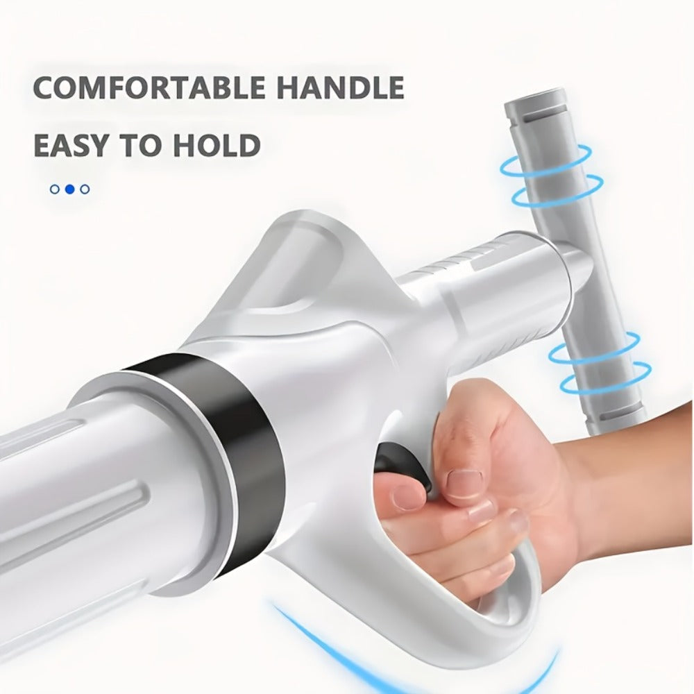 Heavy-Duty Drainage Spray Gun with Adjustable Pressure - Air Plunger Tool for Unclogging Toilets Sinks & Floor Drains, No Electricity Needed, Durable Plastic Design, 1pc White