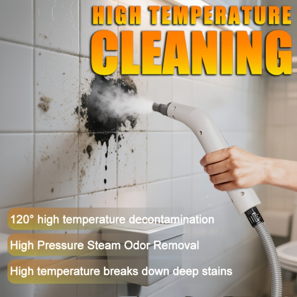 Portable Steam Cleaner 1200W, 2.3Bar High-Pressure Handheld Steam Cleaner 15-Second Heat-Up, 750ML Tank, 9-Piece Accessory Kit for Tile, Grout, Floor, Car, Kitchen & Bathroom Deep Cleaning