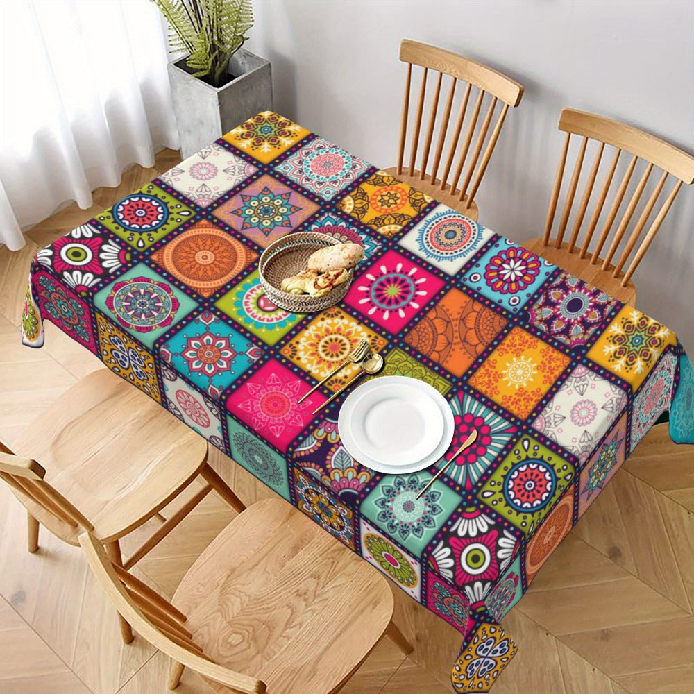 Mandala Bohemian Tablecloth Round & Rectangle Colorful Festival Party Table Cover Home Decor