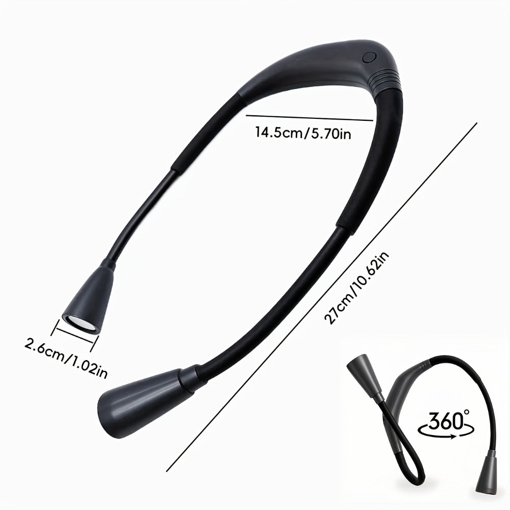 LED Neck Reading Light USB Rechargeable, 3 Color Modes Adjustable Brightness Hands-Free Book Light for Reading in Bed, Knitting, Crafts, Camping & Bedroom, Portable Wearable Neck Lamp